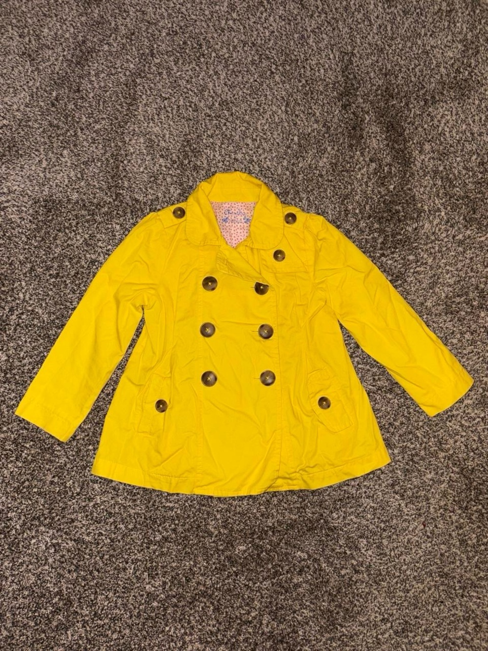 Y2K yellow button up trench coat